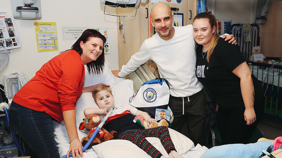 THE BOSS : Pep visits some of the patients at RMCH