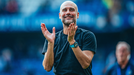 THE BOSS: Applauds the travelling fans.