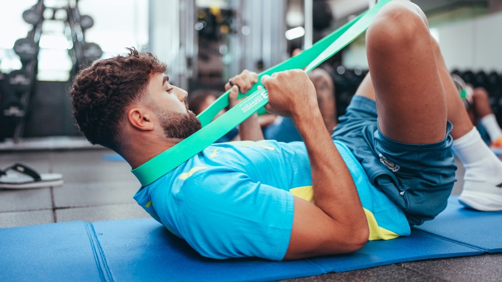 STRETCH IT OUT : Josko Gvardiol on his back in the gym