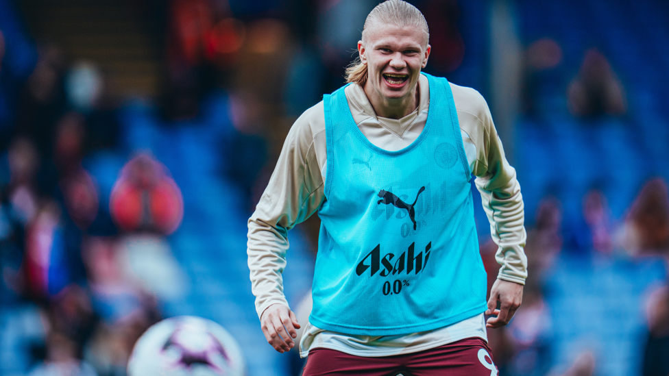 HAPPY HAALAND : All smiles before the game.