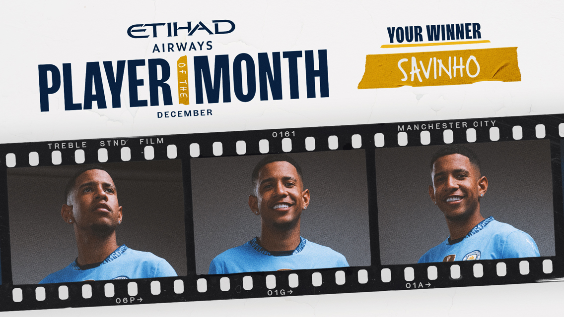 Savinho named Etihad Player of the Month for December