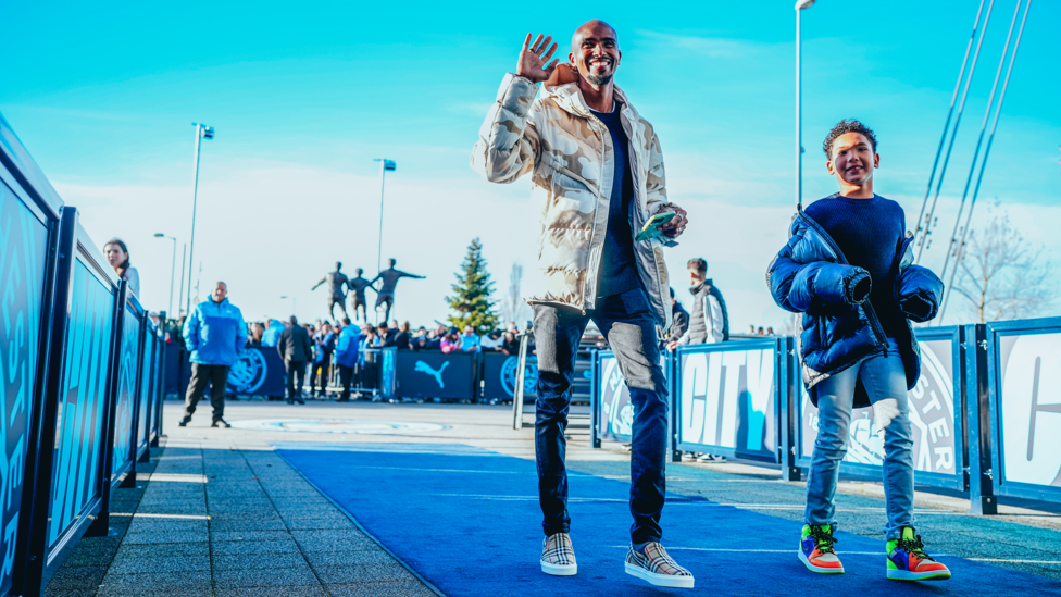 WELCOME MO: Olympic Gold Medalist, Mo Farah, is welcomed before watching City