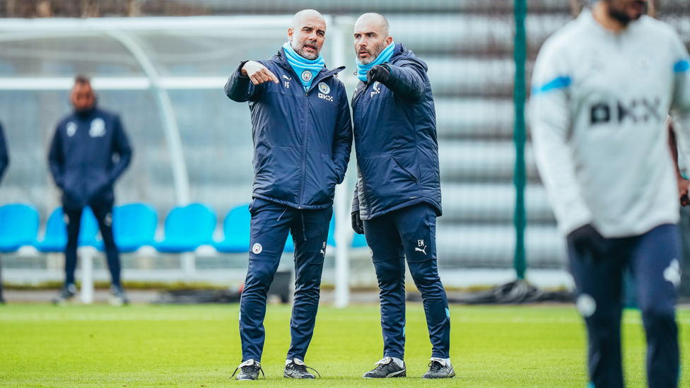 DEEP DISCUSSION : Pep Guardiola and Enzo Maresca avidly talk about matters in training