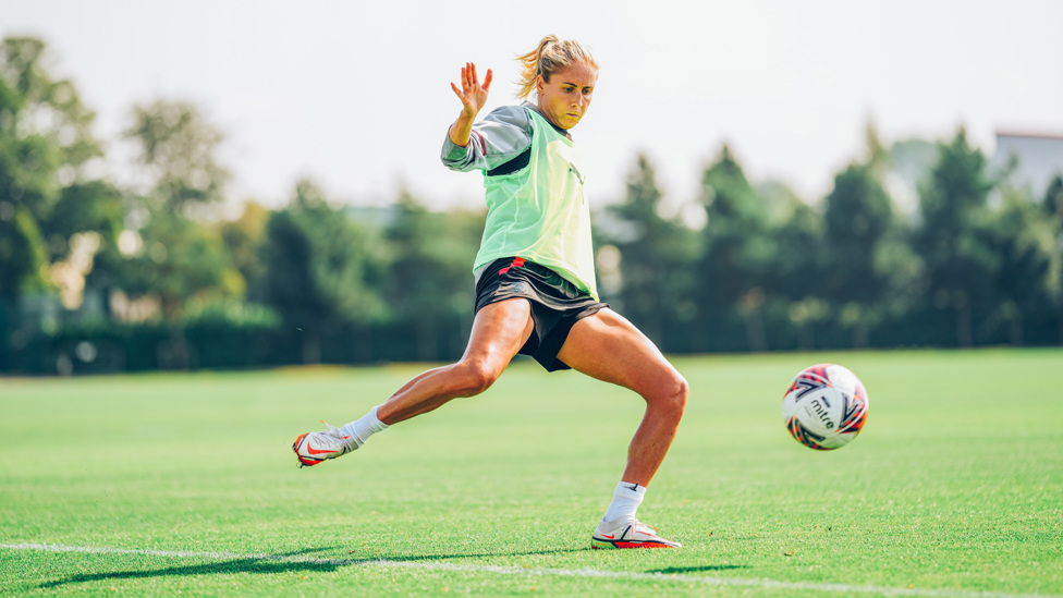 CAPTAIN'S CALL: Steph Houghton goes through her paces