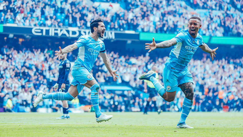 COMEBACK KINGS : Gundogan celebrates his late goal that sealed the Premier League title on 22 May