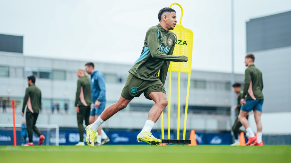 BEST FOOT FORWARD: Savinho goes through his training paces.