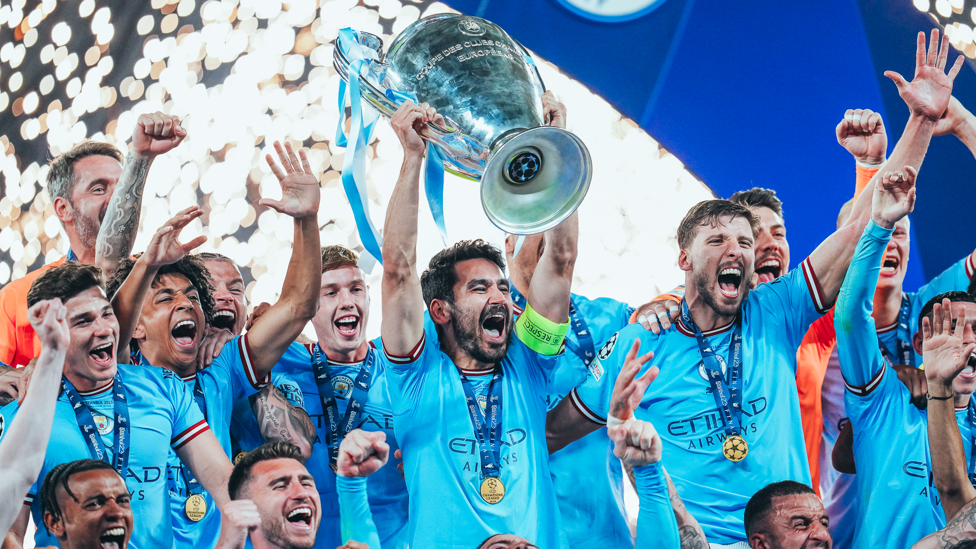 CHAMPIONS OF EUROPE  : Gundogan becomes the first player in our history to lift the famous trophy following a 1-0 win over Inter in the European showpiece. 