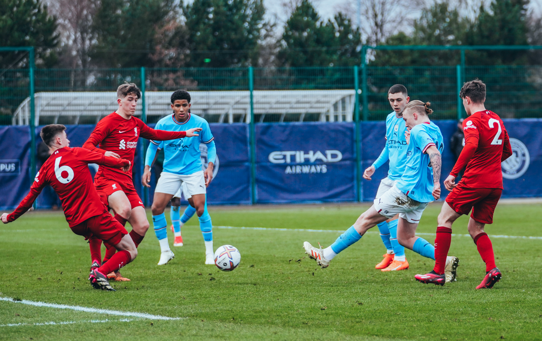 ACTION SHOT: Moments before Alfie Harrison flicked in to give us a two goal advantage.