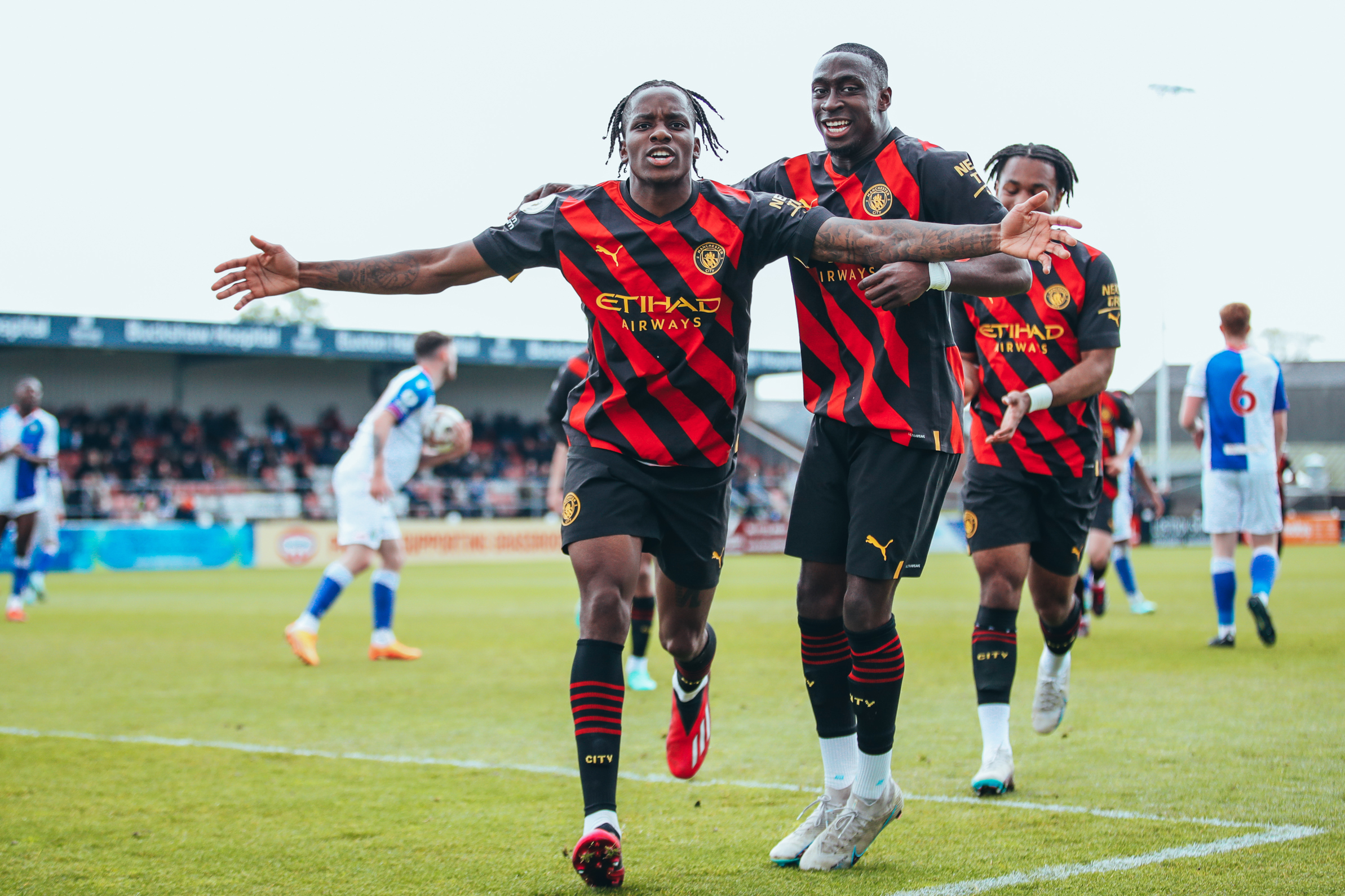 CELEBRATION TIME: Dire and his colleagues are all smiles after our opener.