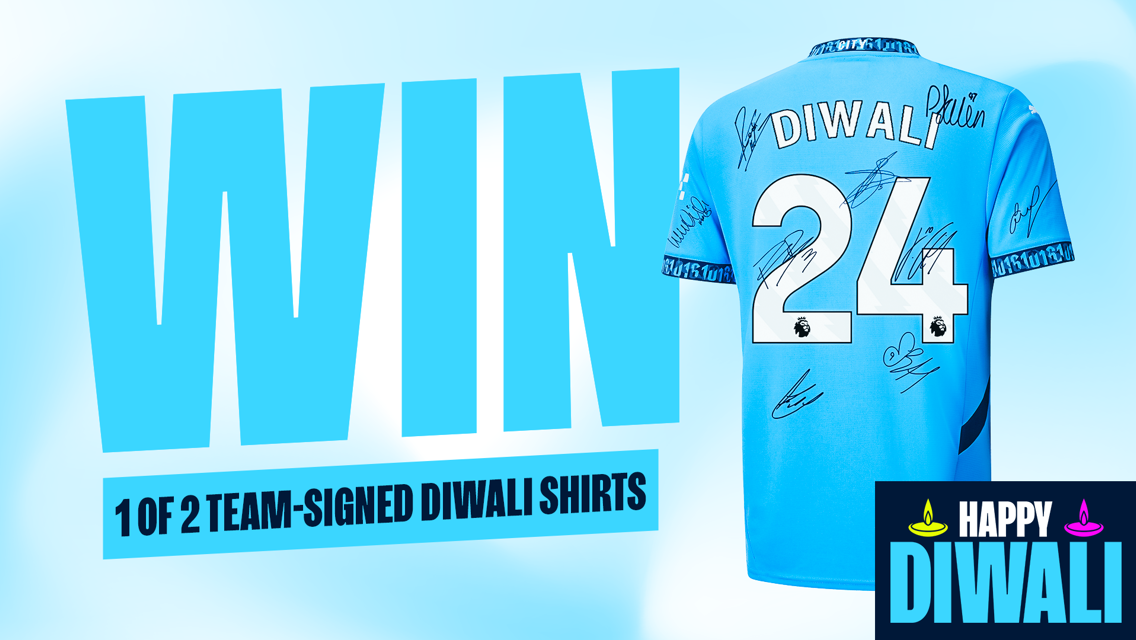 Win a team-signed City home shirt with exclusive Diwali 24 printing