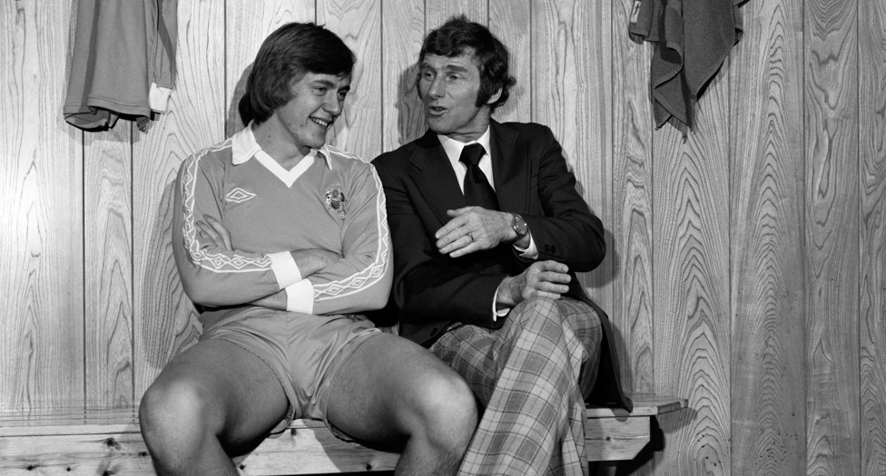 PETER THE GREAT : Tony Book talks tactics with flying winger Peter Barnes, who the boss gave his debut to in 1974