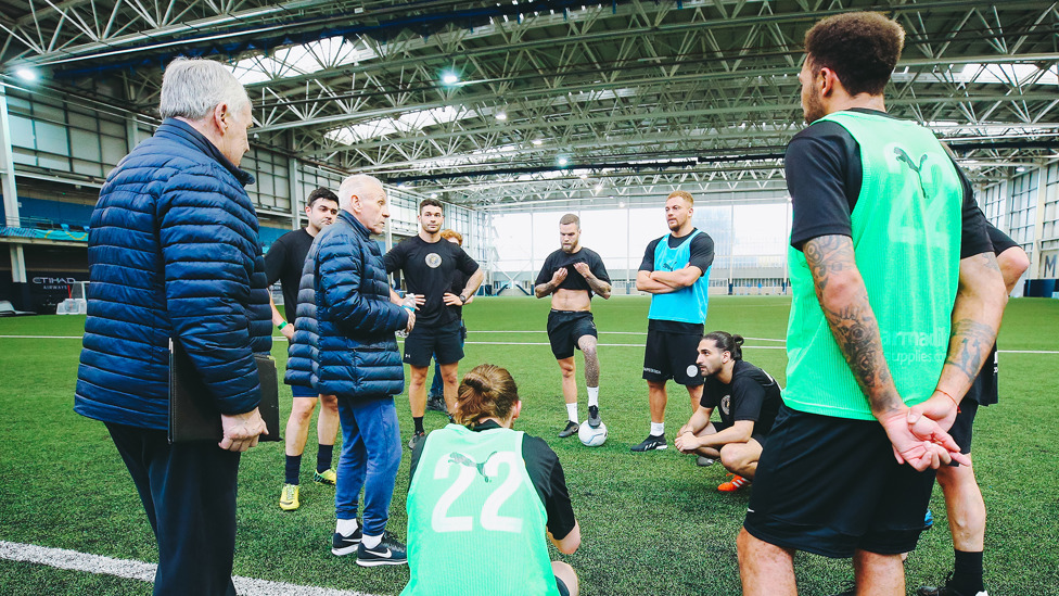 DOUBLE ACT : Peter Reid and Joe Royle deliver some words of wisdom.