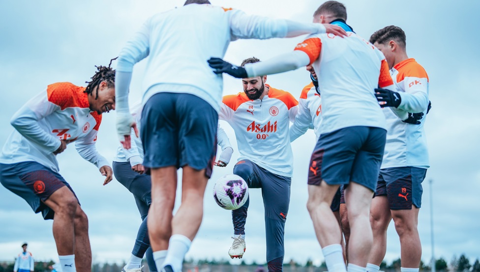 Team play: The lads enjoying a close-in drill