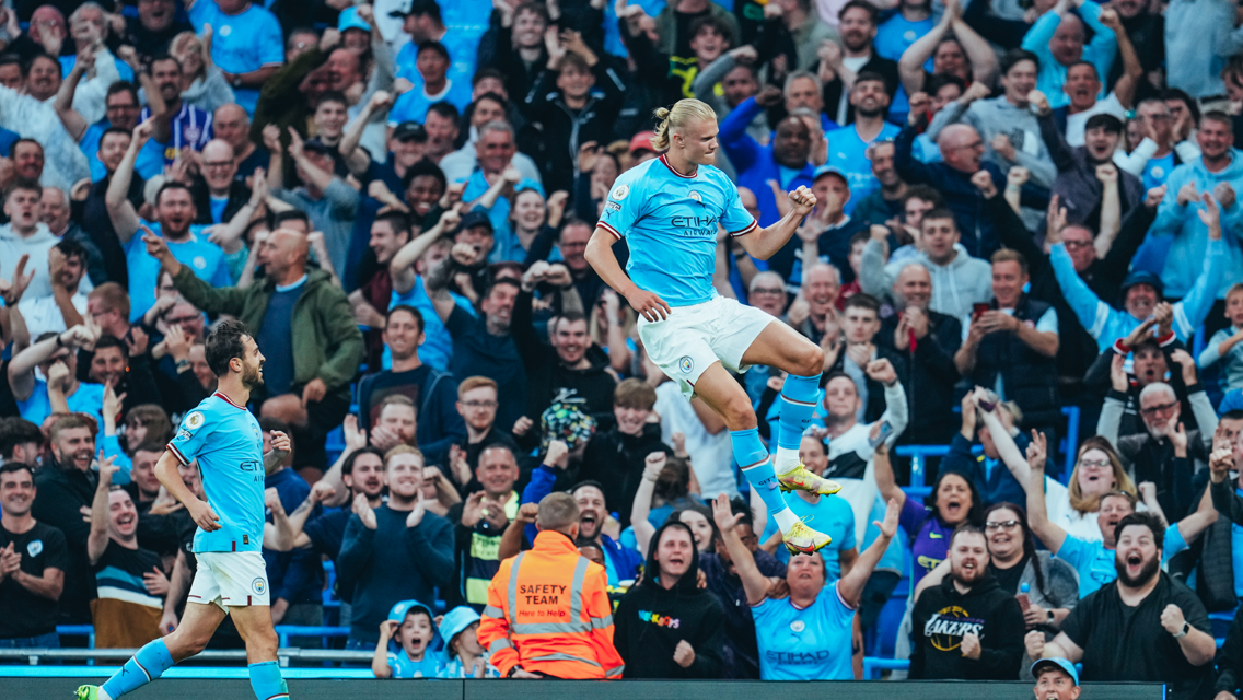 FAMILIAR SIGHT: Haaland celebrating...again!