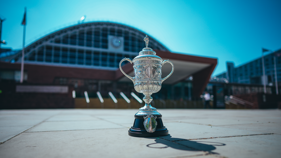 GLEAMING AND GLISTENING  : The oldest surviving FA Cup is pictured outside of Manchester Central.