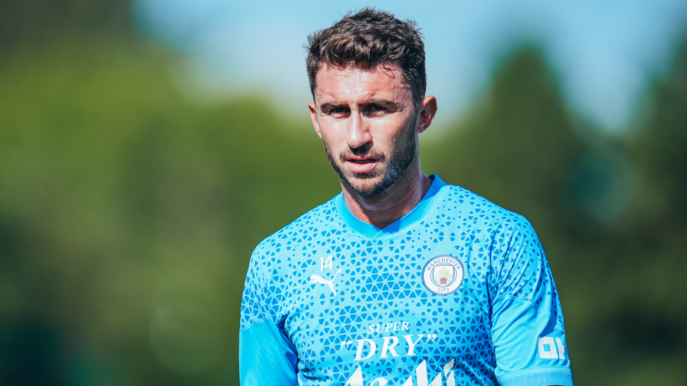 FULL FOCUS : Aymeric Laporte basks in the Manchester sunshine.