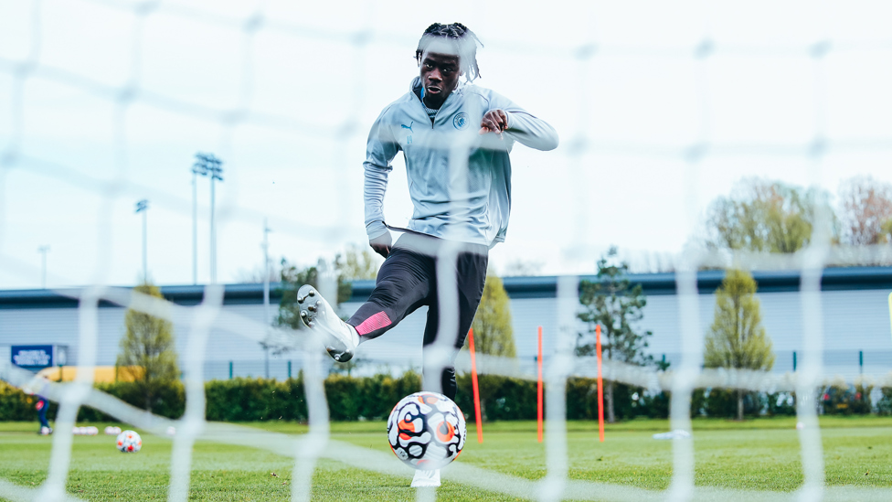 STRIKE : Darko Gyabi fires at goal.