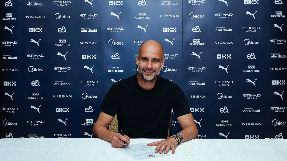 HERE TO STAY  : Pep Guardiola extends his Manchester City contract until the summer of 2025 on 23 November.