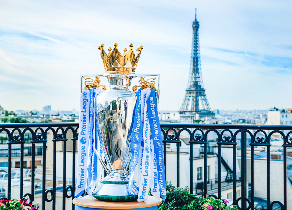 CHAMPIONS : The Premier League trophy, standing alone...