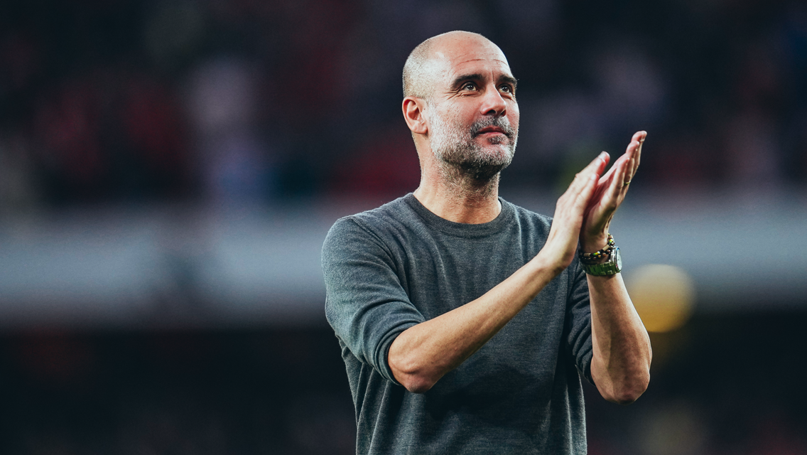 THE BOSS: Applauds the travelling fans.