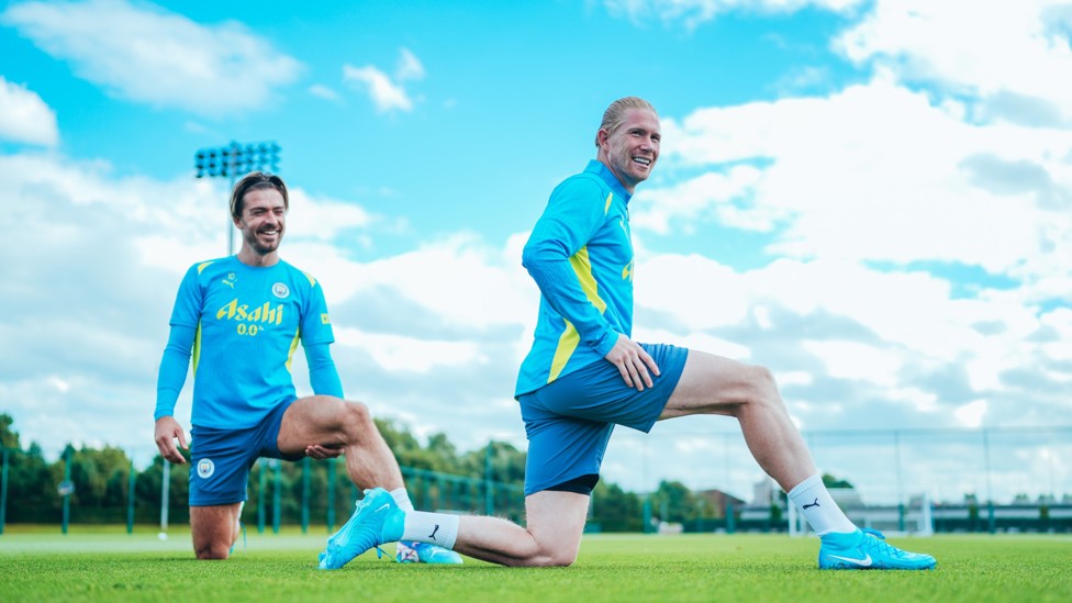 WELCOME BACK : Kevin De Bruyne in his first session ahead of the new season.