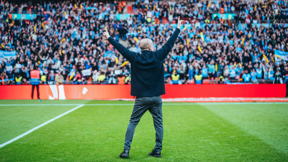 LOVE TO SEE IT : The boss celebrates with the fans.