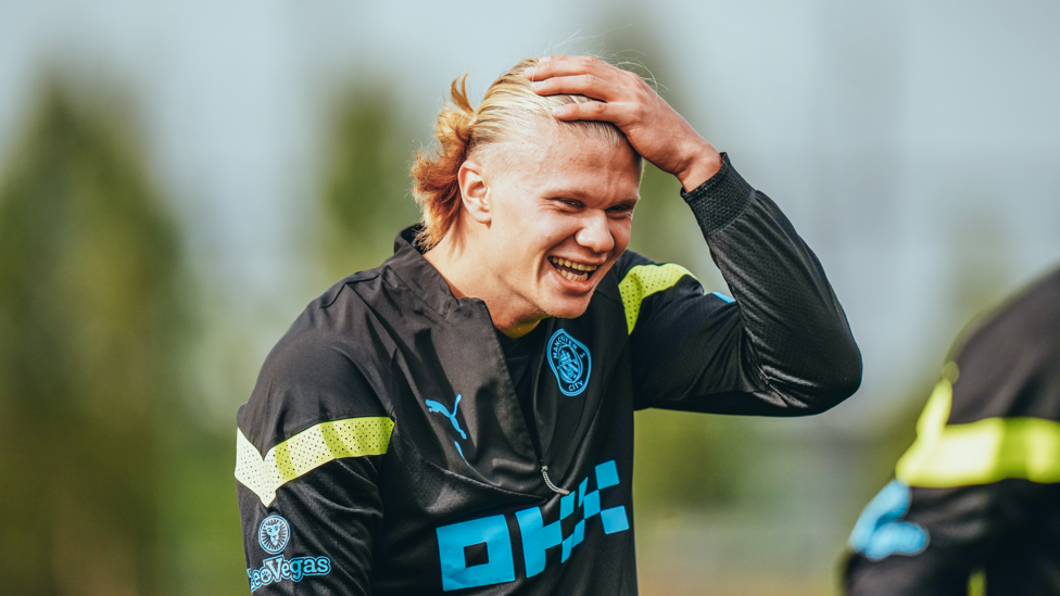 CAN'T BELIEVE IT : Erling Haaland has a laugh