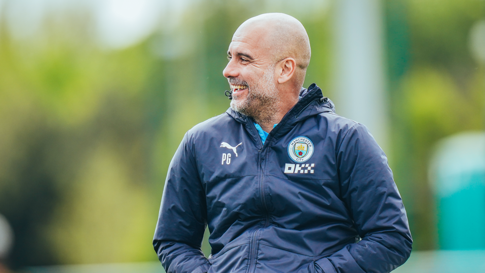 COME OUTSIDE : Pep Guardiola gears up for a session on the pitch