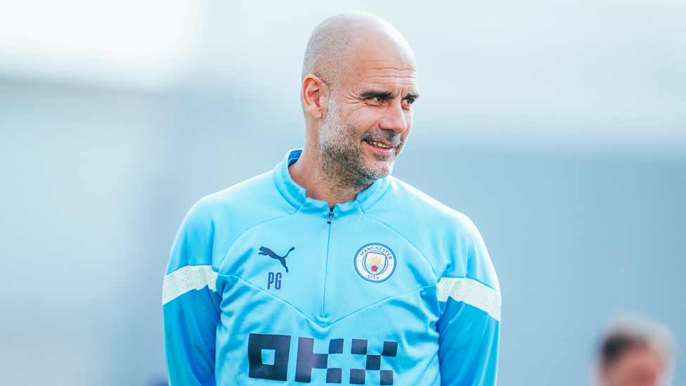 WATCHING BRIEF : Pep Guardiola keeps an eye on training