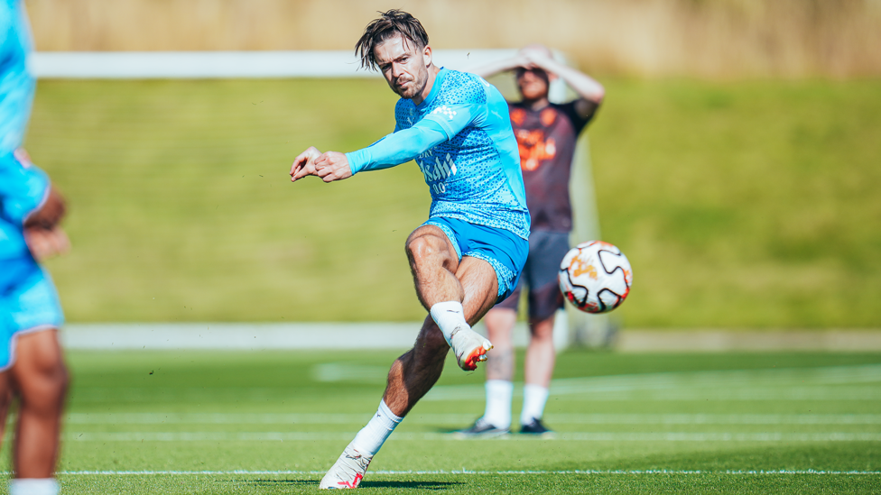 HE SHOOTS... : Jack Grealish lets fly!