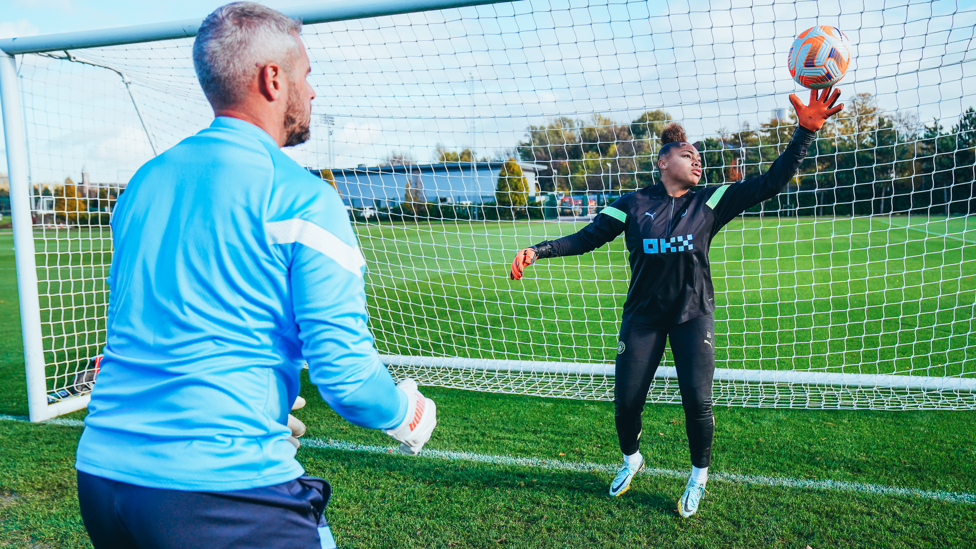 LIONESS : Khiara Keating makes a save fresh from her England youth call-up