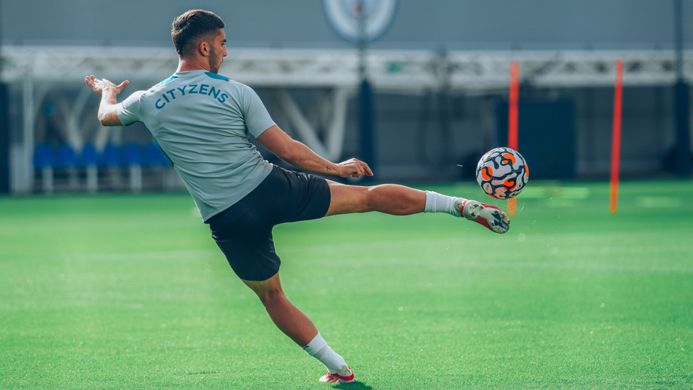 BY THE RIGHT: Our Spanish attacking winger goes through his paces