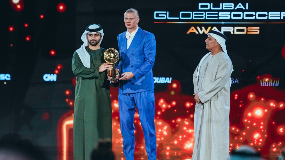 STRIKE STAR : Erling Haaland’s trophy cabinet keeps expanding – the latest honour being Best Men’s Player at the Dubai Globe Soccer Awards