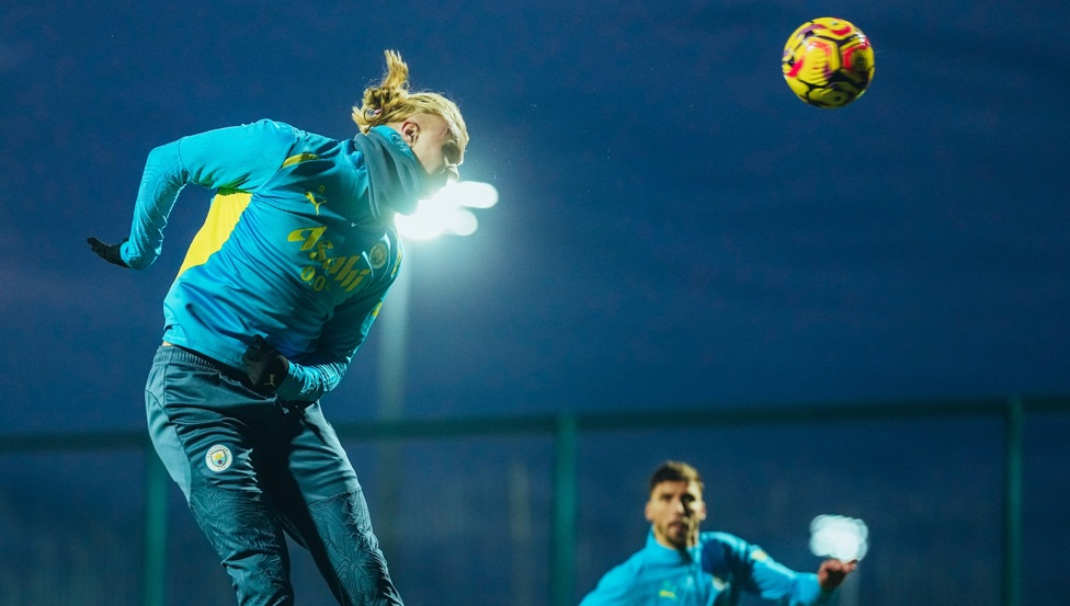 ERLING: Haaland soars through the early evening sky