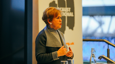 MOVING TESTIMONY: Mala Tribich during her talk to City's young players and staff