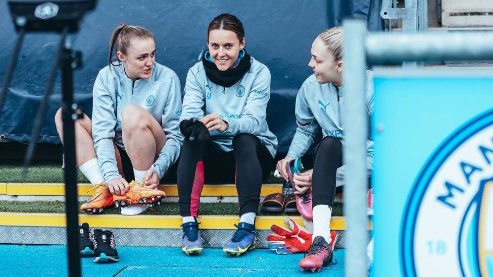 TERRIFIC TRIO : Georgia Stanway, Hayley Raso and Ellie Roebuck lace up