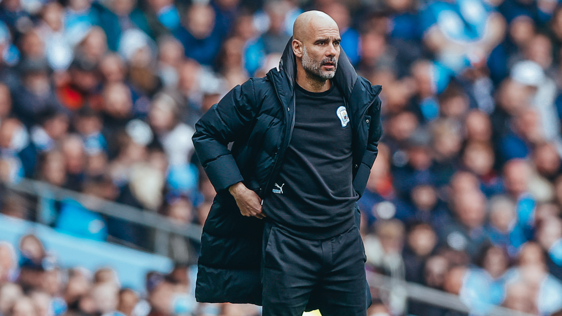 MAIN MAN: Pep watches on.