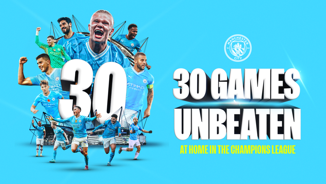 City reach 30 Champions League games unbeaten at the Etihad