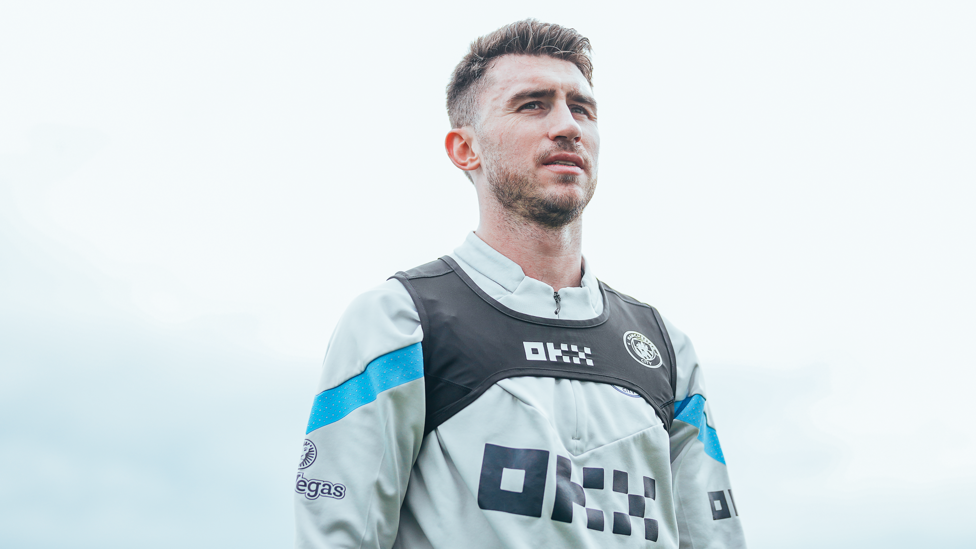 VISION ON: Aymeric Laporte prepares for the next training drill.