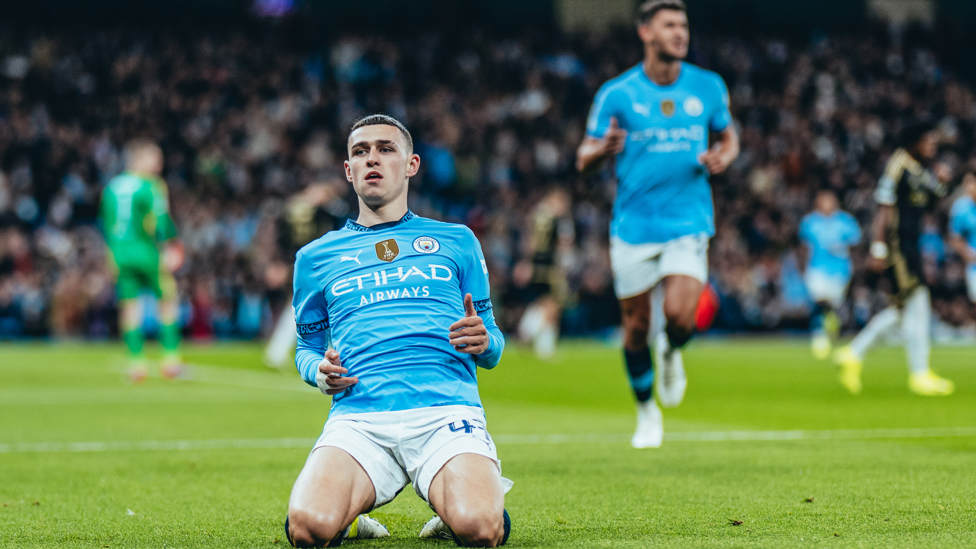 FANTASTIC FODEN : Celebrates his early opener.