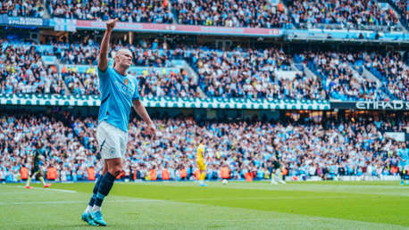 THUMBS UP: Haaland celebrates.