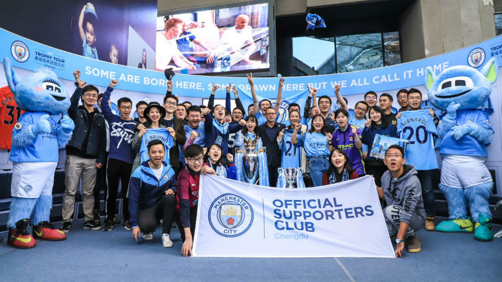 TRUE BLUES : Members of the Chengdu Official Supporters Club