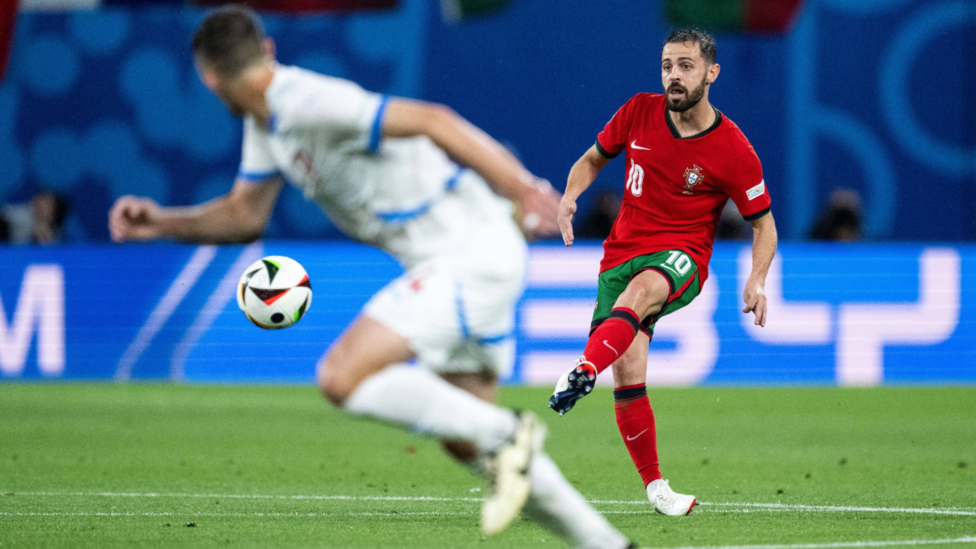 MIDDLE MARCH: Bernardo Silva looks to prompt a Portugal attack.