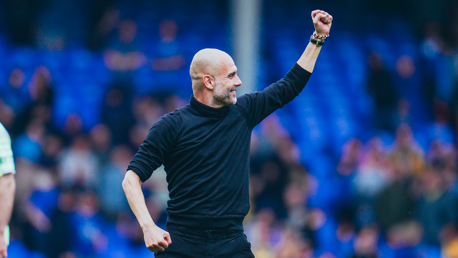 THE BOSS: Applauds the travelling fans.