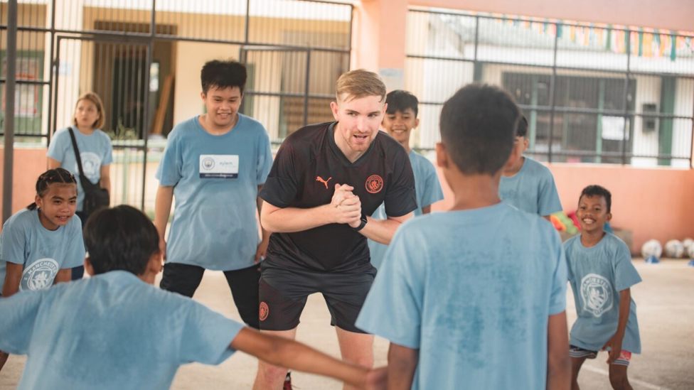 COACHING TIPS: Coaches from City in the Community in Manchester travelled out to deliver the training.