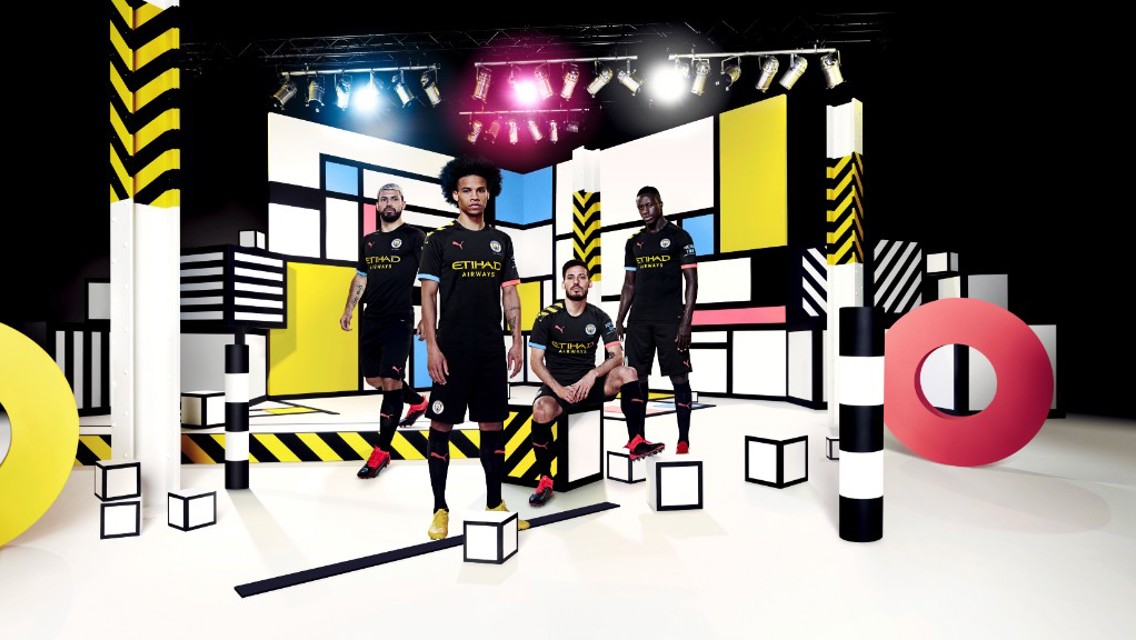 SQUAD GOALS: Sergio Aguero, Leroy Sane, David Silva and Benjamin Mendy sport our new 2019-20 PUMA away kit