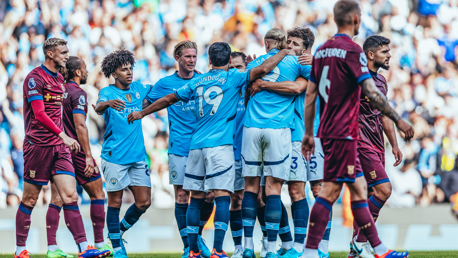 CENTRE OF ATTENTION: Haaland feels the love after his goal.