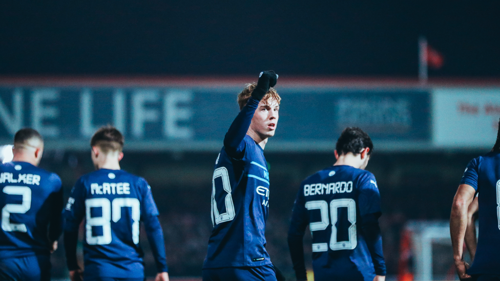 FA CUP DEBUT : Cole scored in his FA Cup debut on 7 January 2022 when City beat Swindon Town 4-1.  