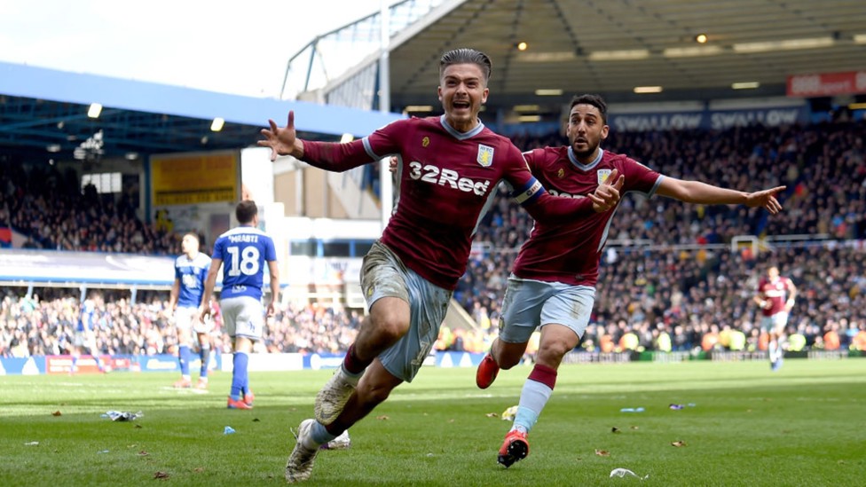 VILLANS' HERO: Grealish is assaulted by an opposition fan before grabbing the winner against Birmingham in March 2019