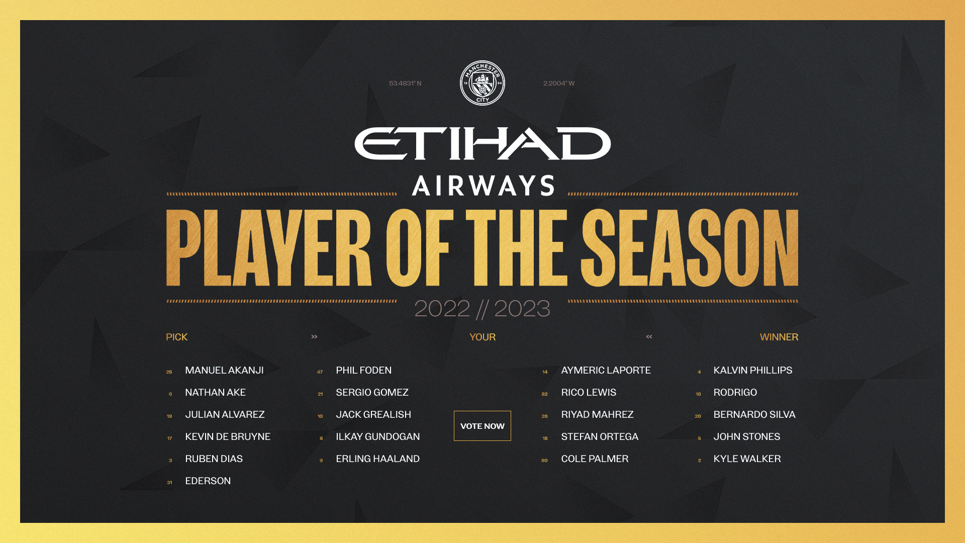 Etihad Player of the Season: Stage 1 vote now open!